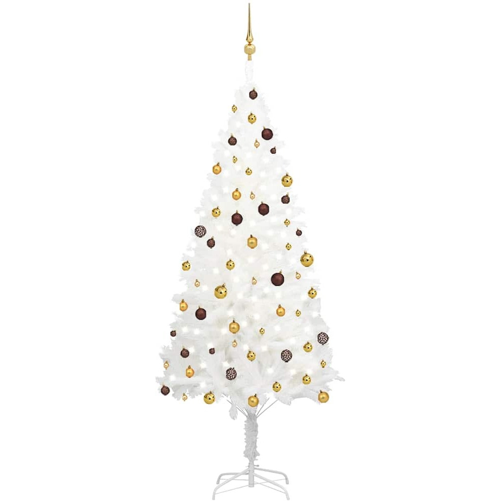vidaXL Artificial Christmas Tree with LEDs&Ball Set White 94.5"