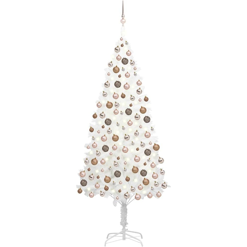 vidaXL Artificial Christmas Tree with LEDs&Ball Set White 94.5"