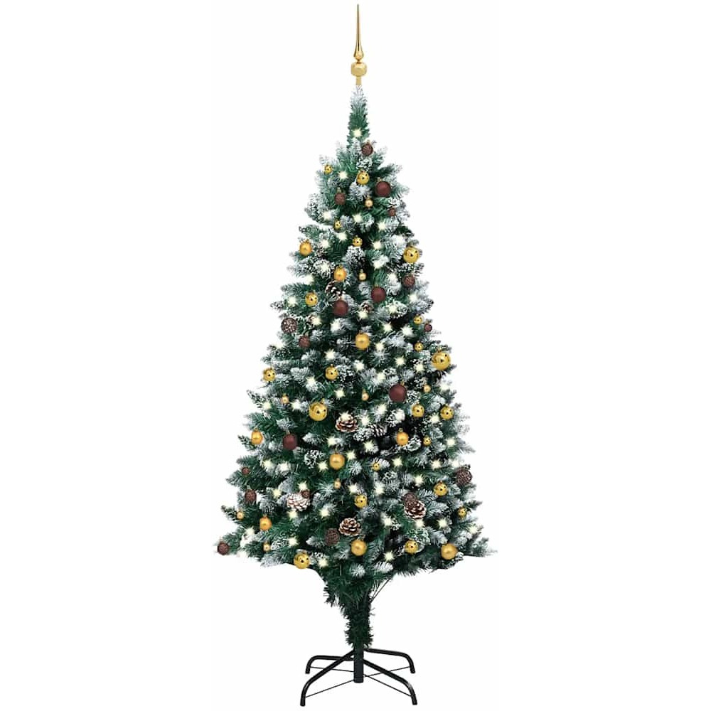 vidaXL Artificial Christmas Tree with LEDs&Ball Set&Pinecones 94.5"