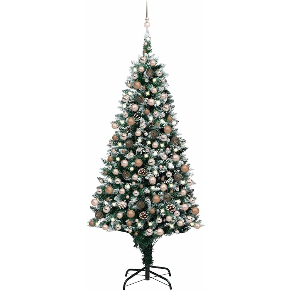 vidaXL Artificial Christmas Tree with LEDs&Ball Set&Pine Cones 94.5"