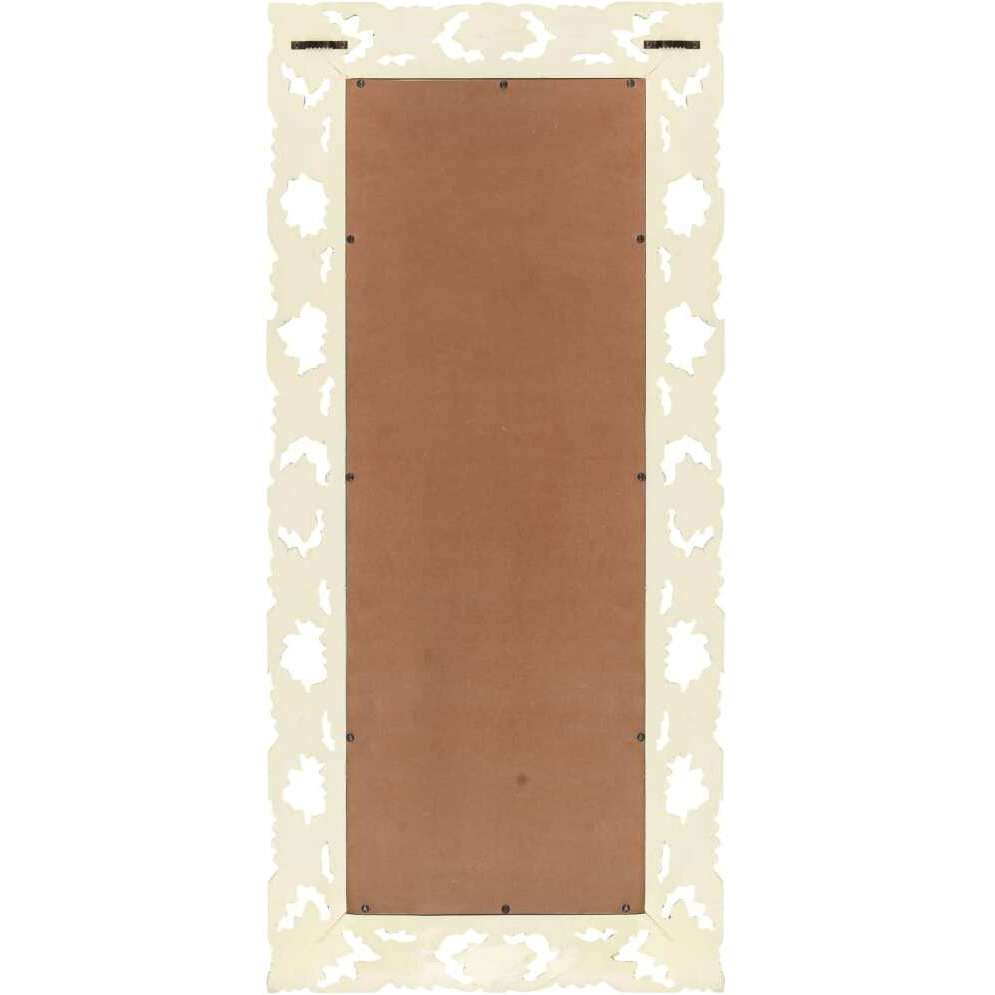 vidaXL Hand Carved Mirror White 43.3&quotx19.7" Solid Mango Wood