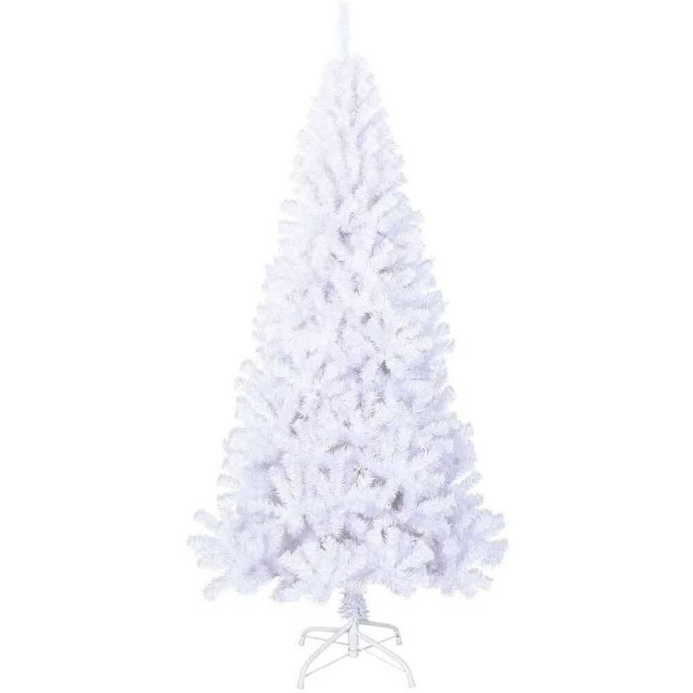 vidaXL Artificial Christmas Tree with Thick Branches White 7 ft PVC