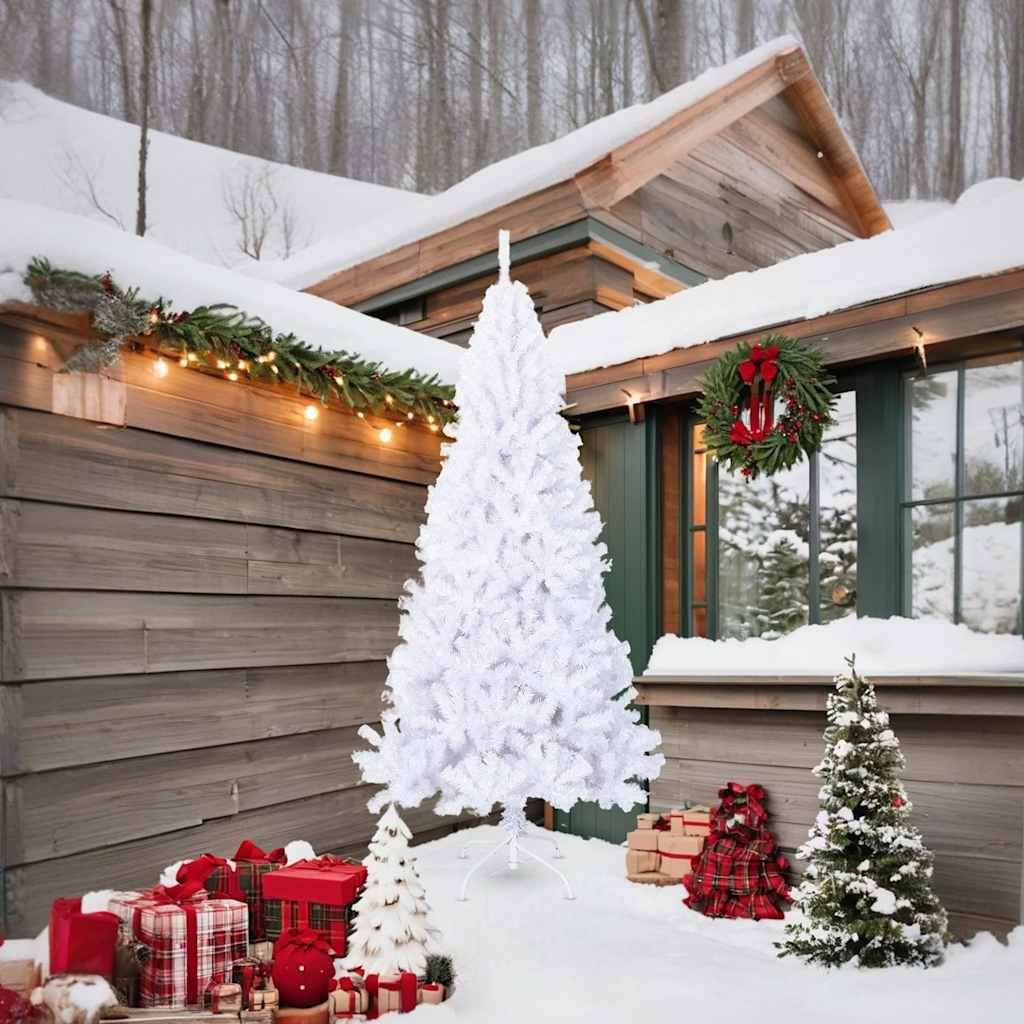 vidaXL Artificial Christmas Tree with Thick Branches White 7 ft PVC