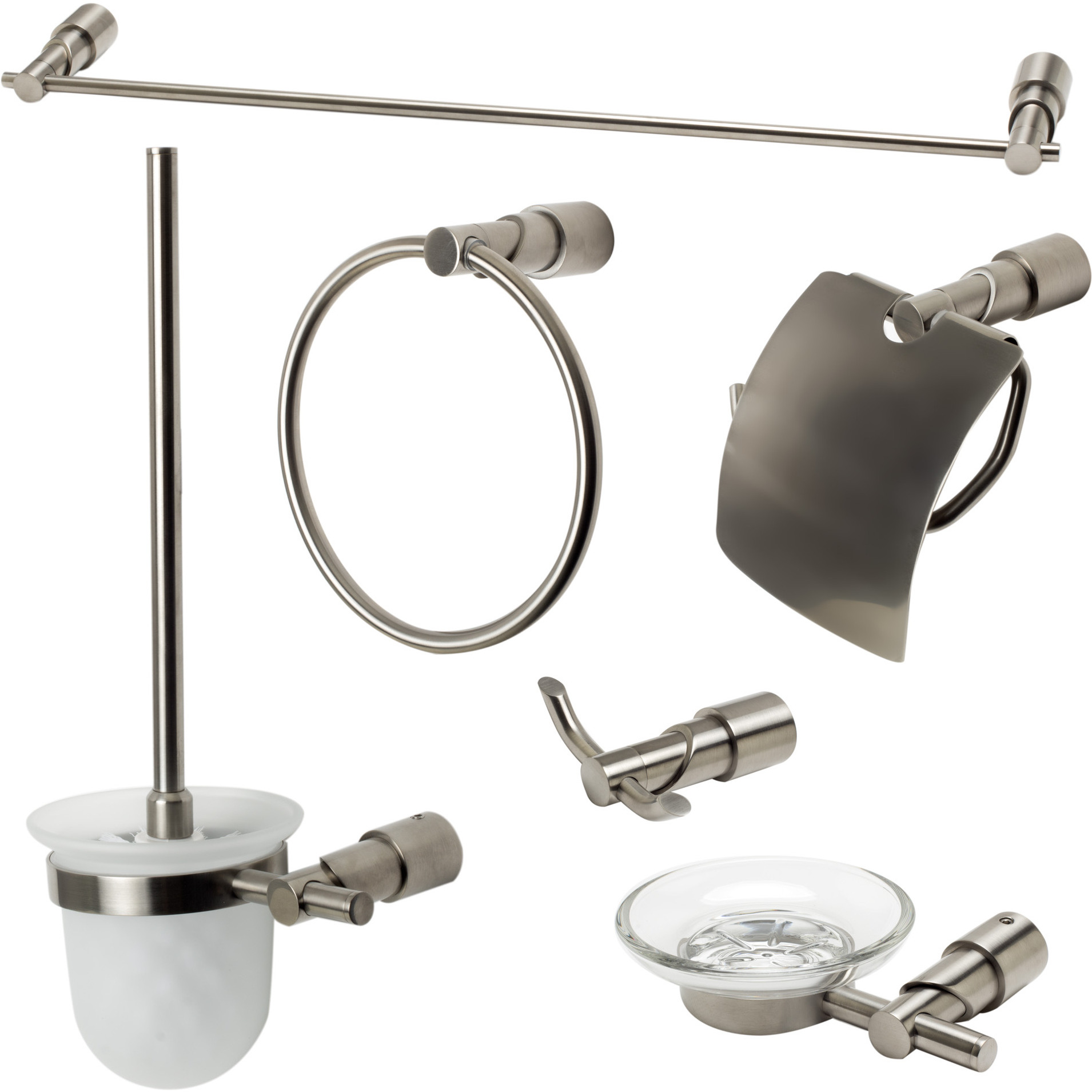 ALFI brand AB9508-BN Brushed Nickel 6 Piece Matching Bathroom Accessory Set