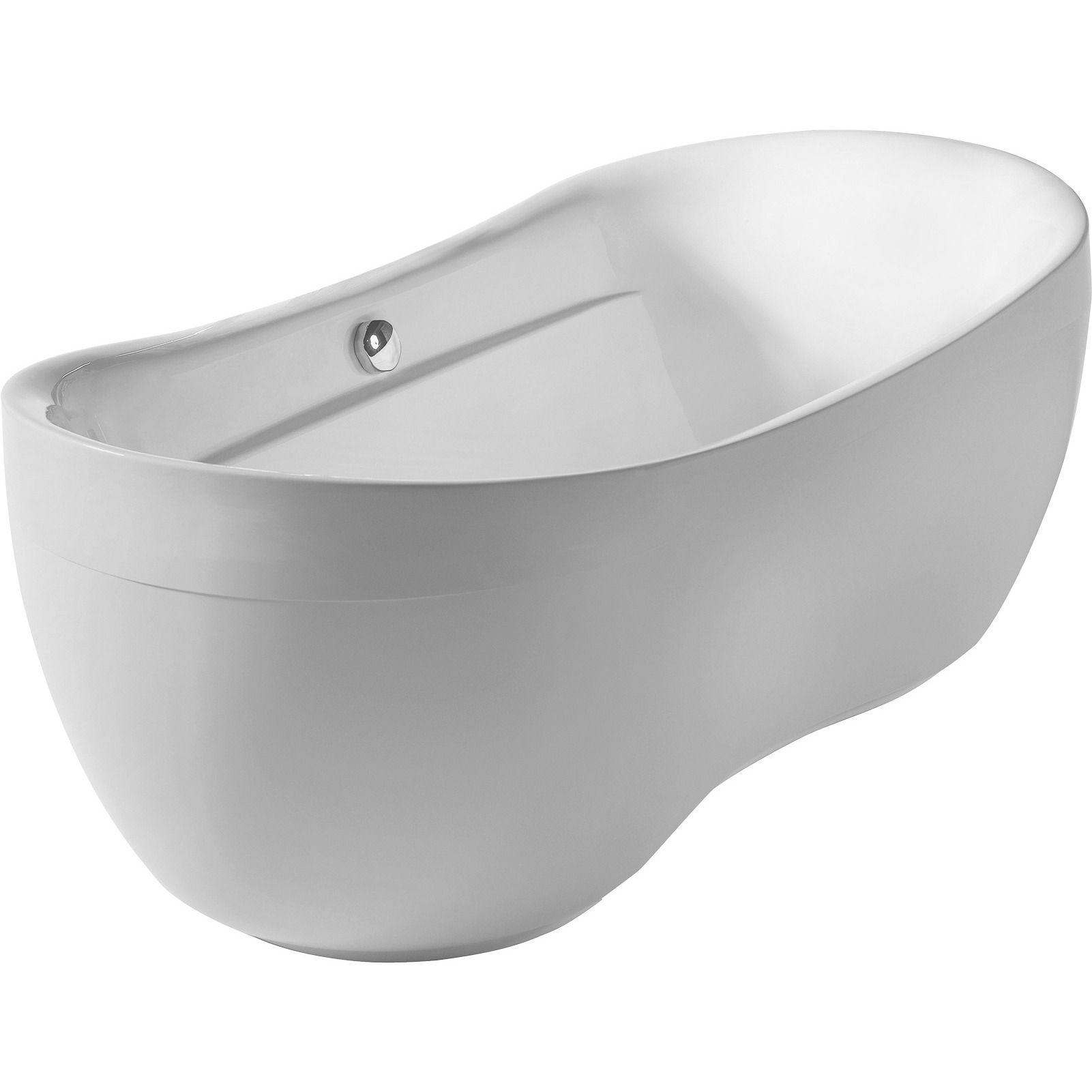 Bathhaus Oval Double Ended Lucite Acrylic Freestanding Bathtub with Curved Rim and a chrome mechanical pop-up waste and chrome center drain with internal overflow