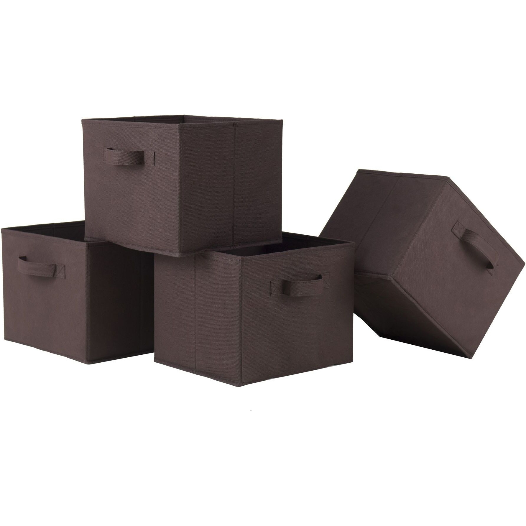 Capri Set of 4 Foldable Chocolate Fabric Baskets(D0102HHMV1W.)