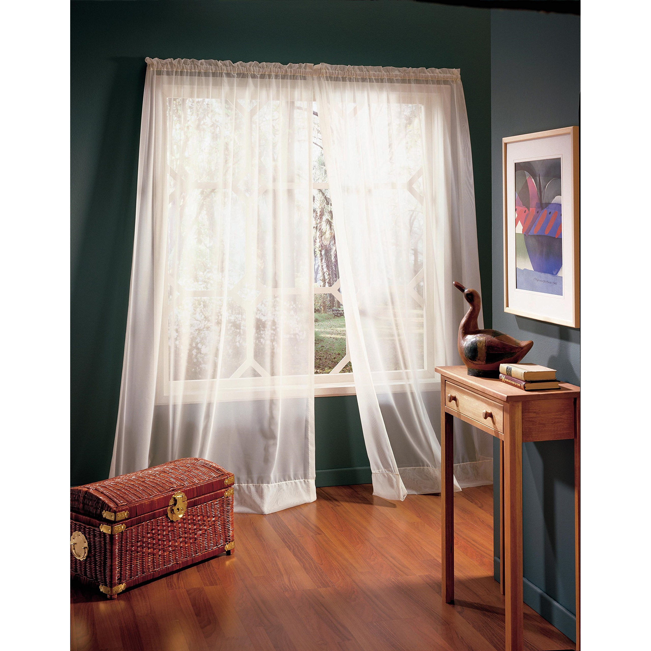 Rhapsody Voile Rod Pocket Curtain Panel Window Dressing 104 x 63 in Shell