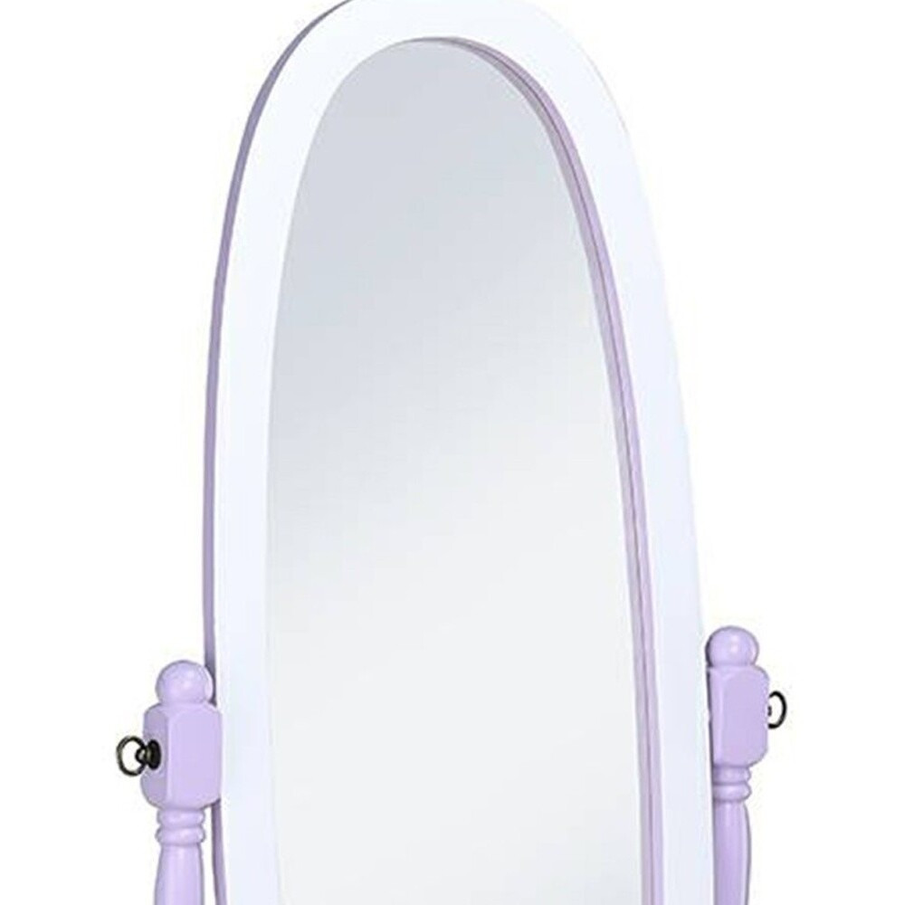 Pretty Pastel Purple and White Cheval Standing Oval Mirror