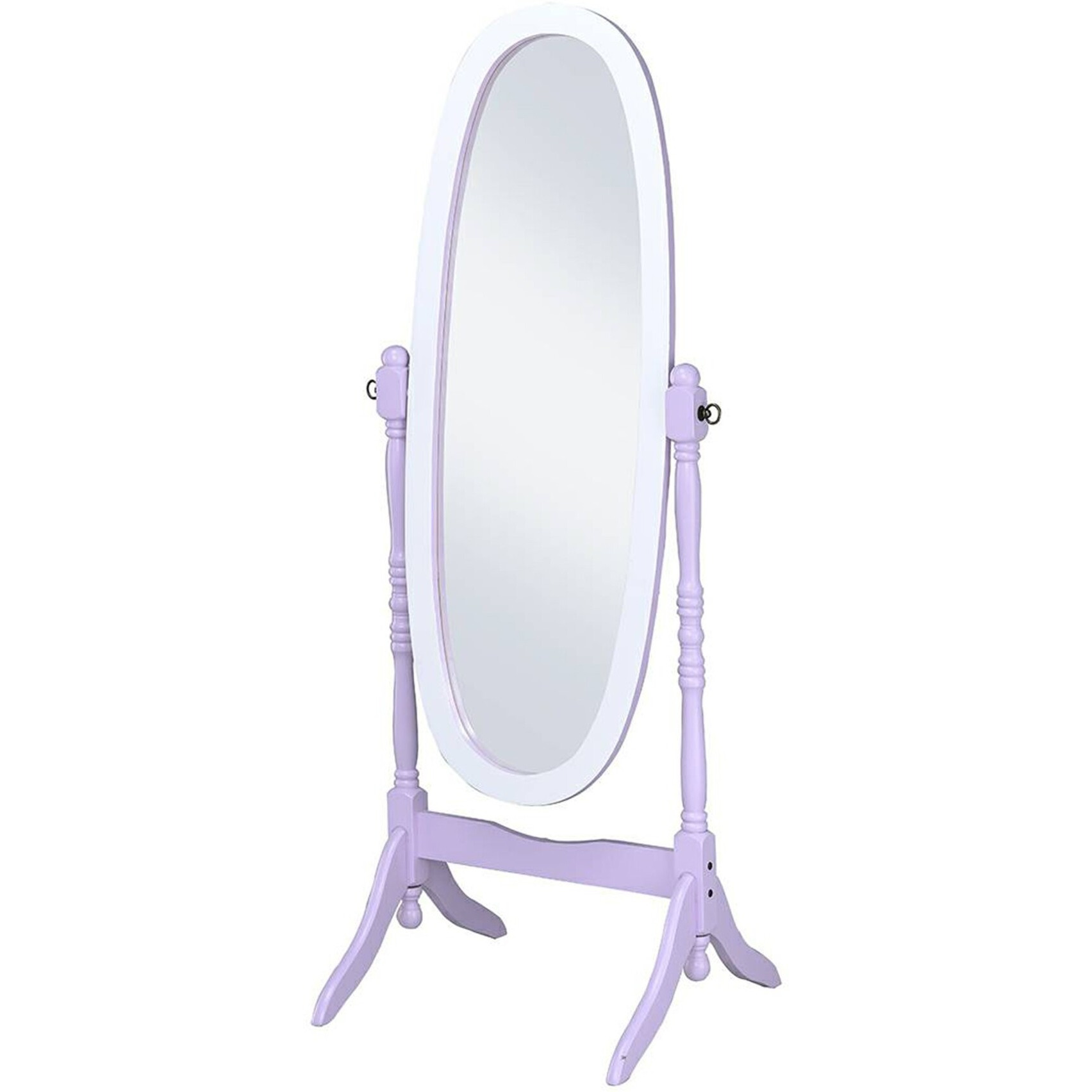 Pretty Pastel Purple and White Cheval Standing Oval Mirror