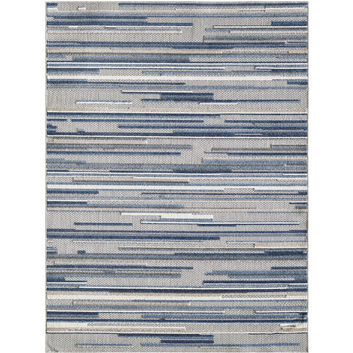 7 x 9 Blue Abstract Striped Indoor Outdoor Area Rug