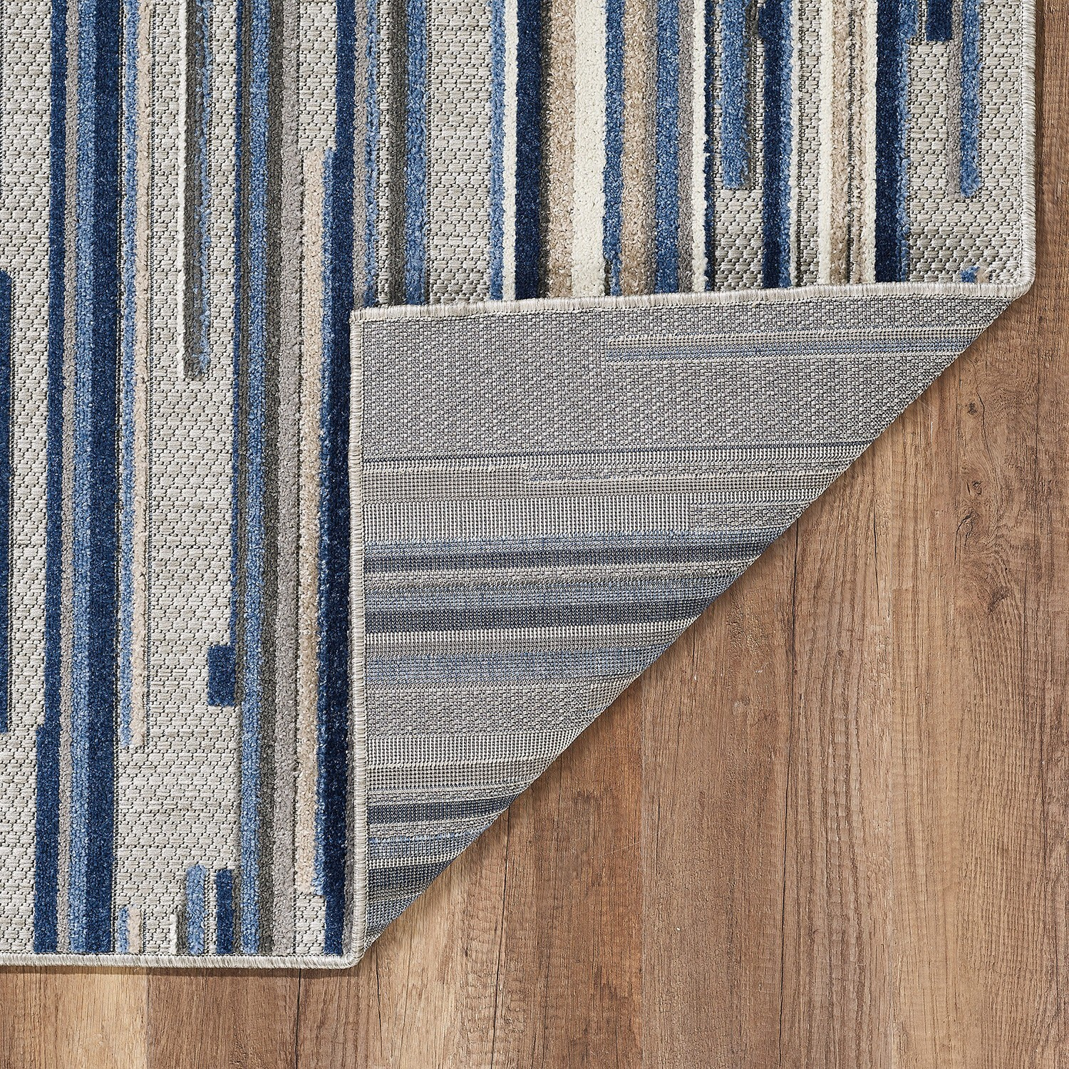 7 x 9 Blue Abstract Striped Indoor Outdoor Area Rug
