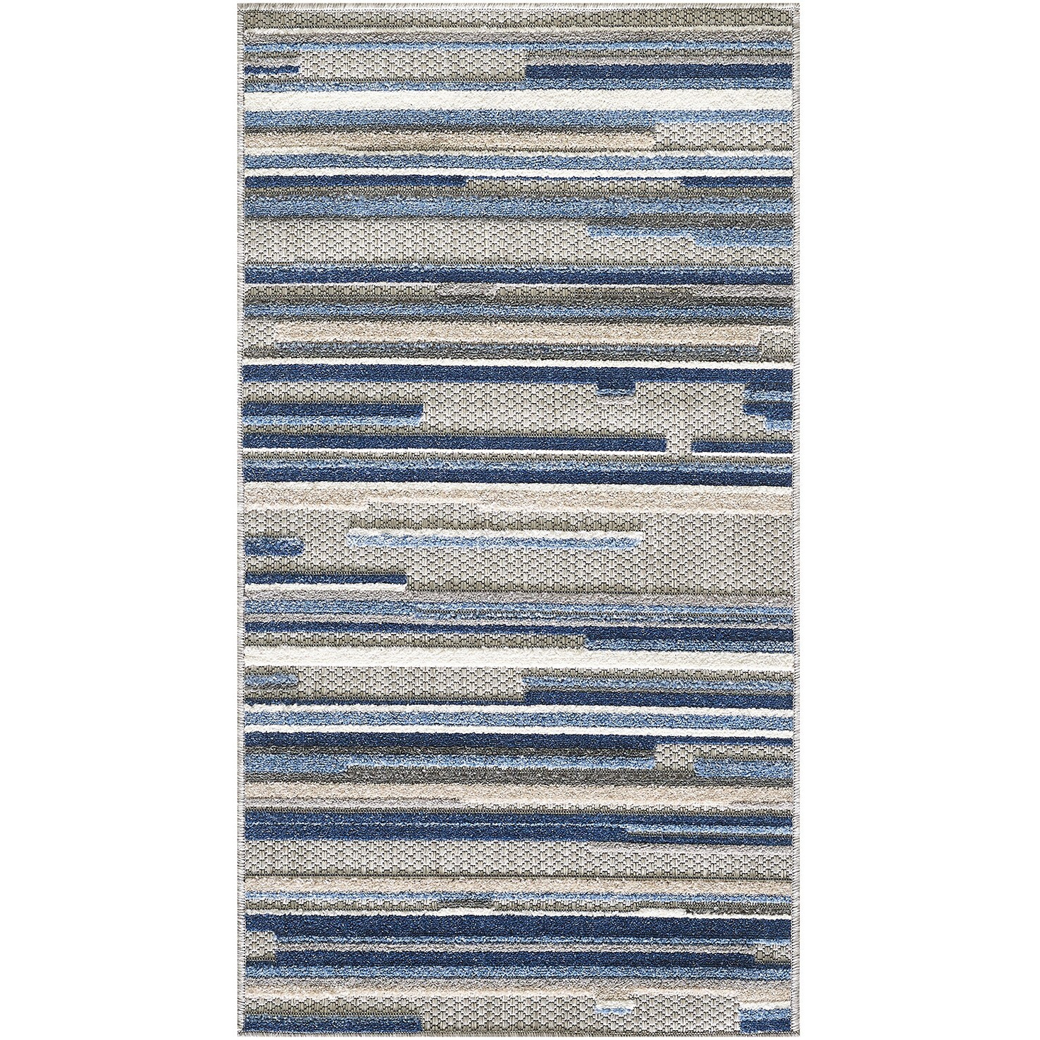 7 x 9 Blue Abstract Striped Indoor Outdoor Area Rug