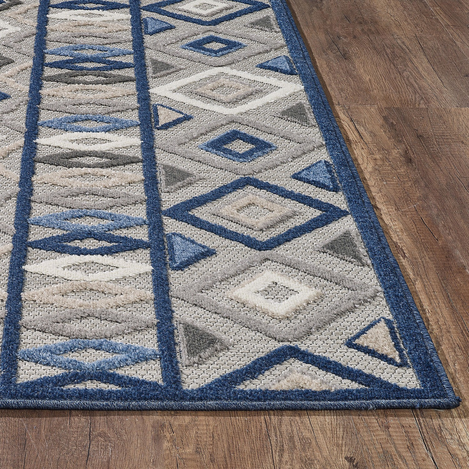 5 x 7 Gray Blue Aztec Pattern Indoor Outdoor Area Rug