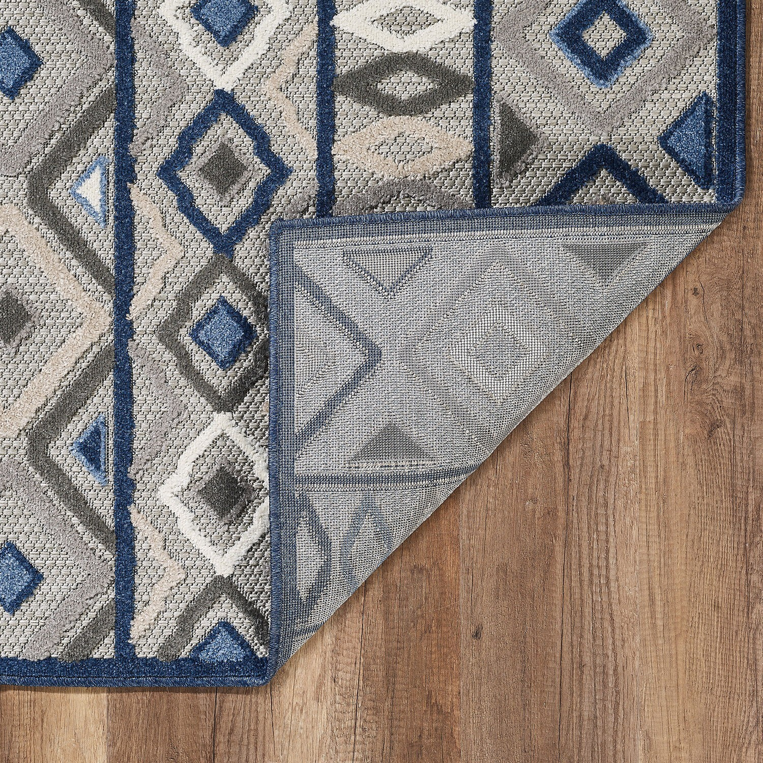 5 x 7 Gray Blue Aztec Pattern Indoor Outdoor Area Rug