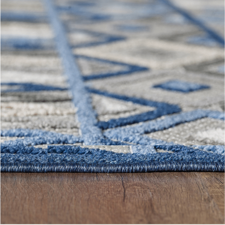 8 Round Gray Blue Aztec Pattern Indoor Outdoor Area Rug