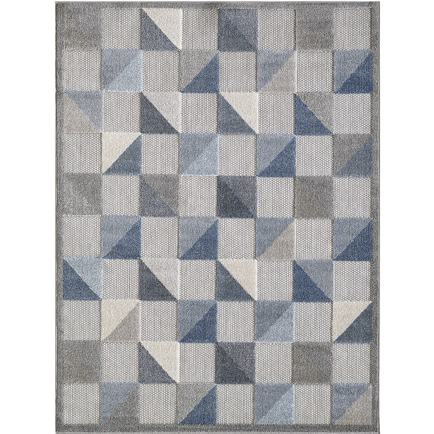 3 x 5 Blue Gray Triangle Indoor Outdoor Area Rug