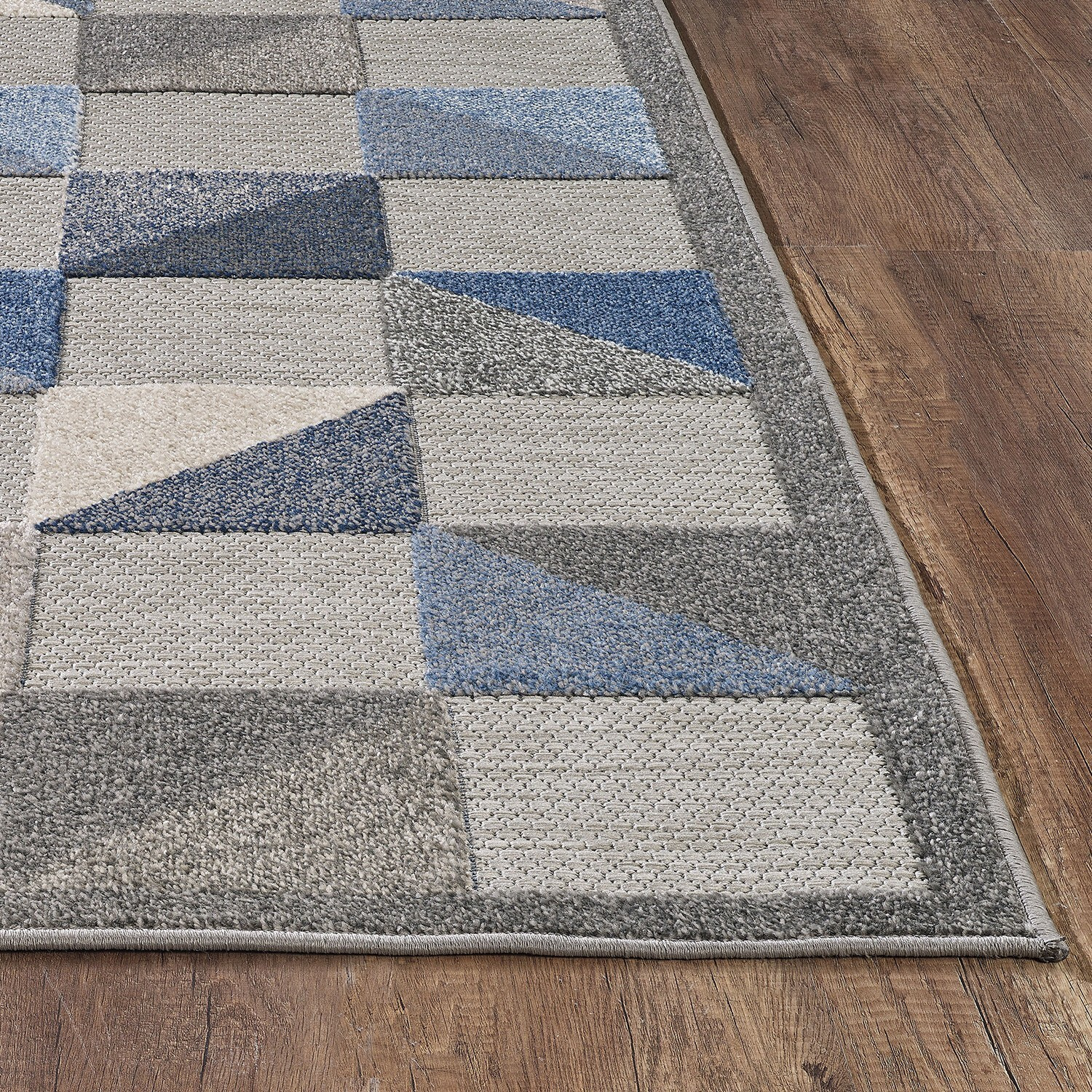 3 x 5 Blue Gray Triangle Indoor Outdoor Area Rug