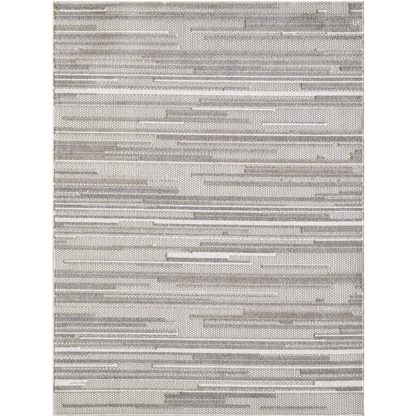 3 x 5 Gray Abstract Striped Indoor Outdoor Area Rug