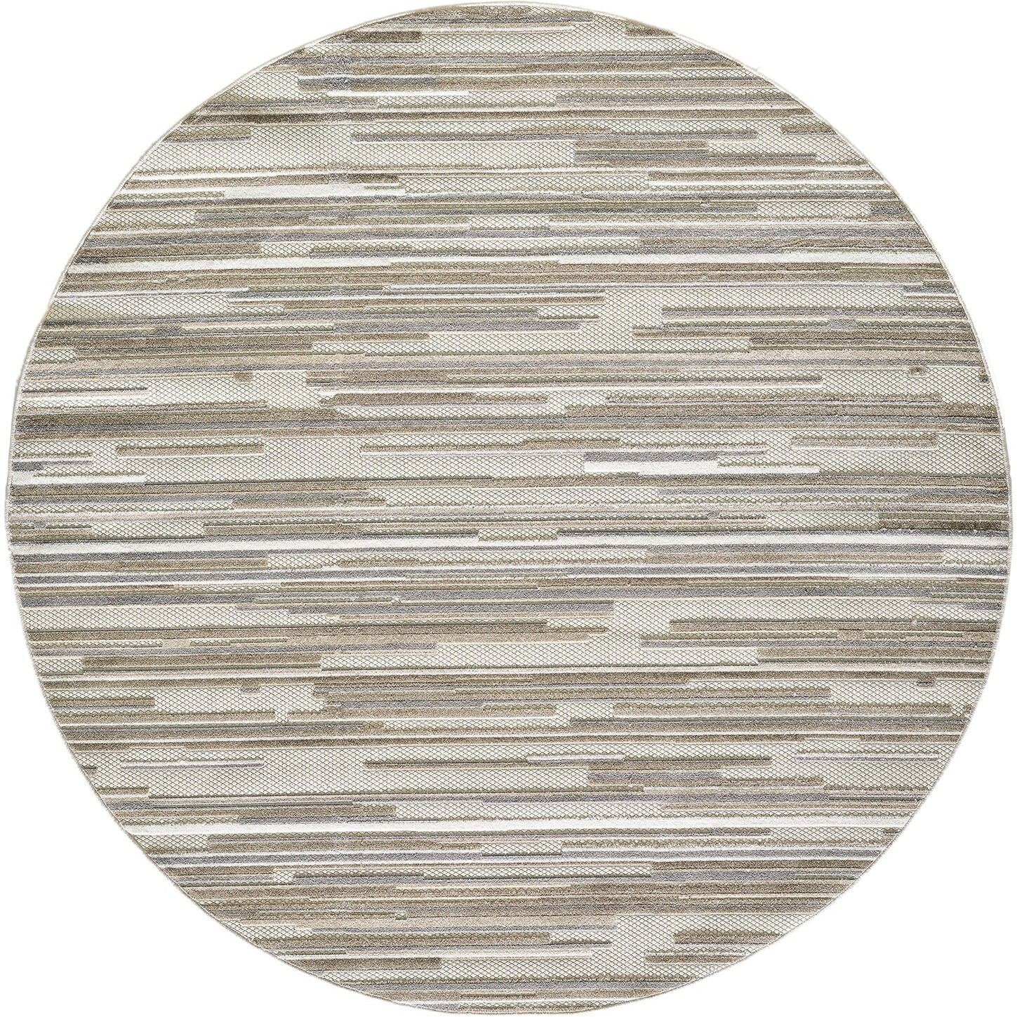 8 Round Gray Abstract Striped Indoor Outdoor Area Rug
