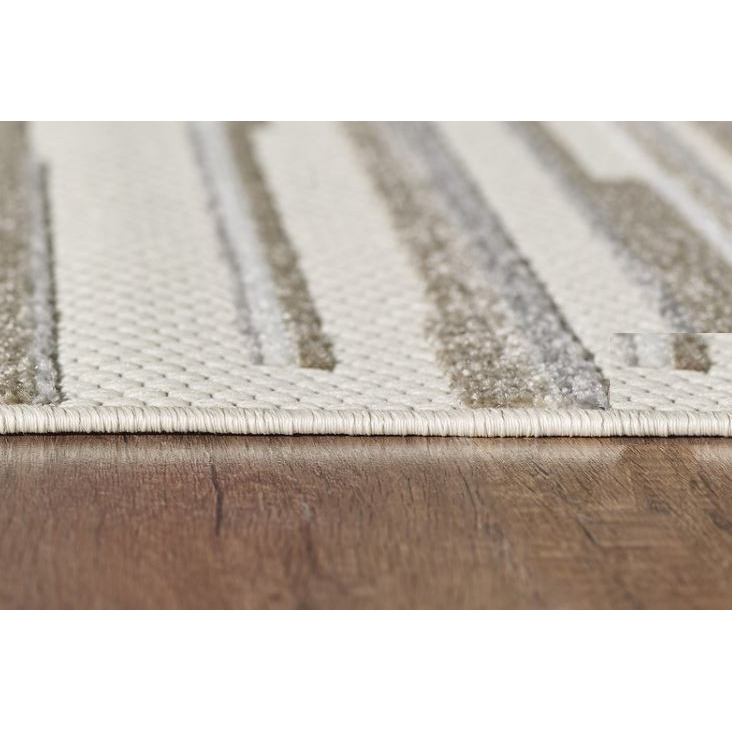 8 Round Gray Abstract Striped Indoor Outdoor Area Rug