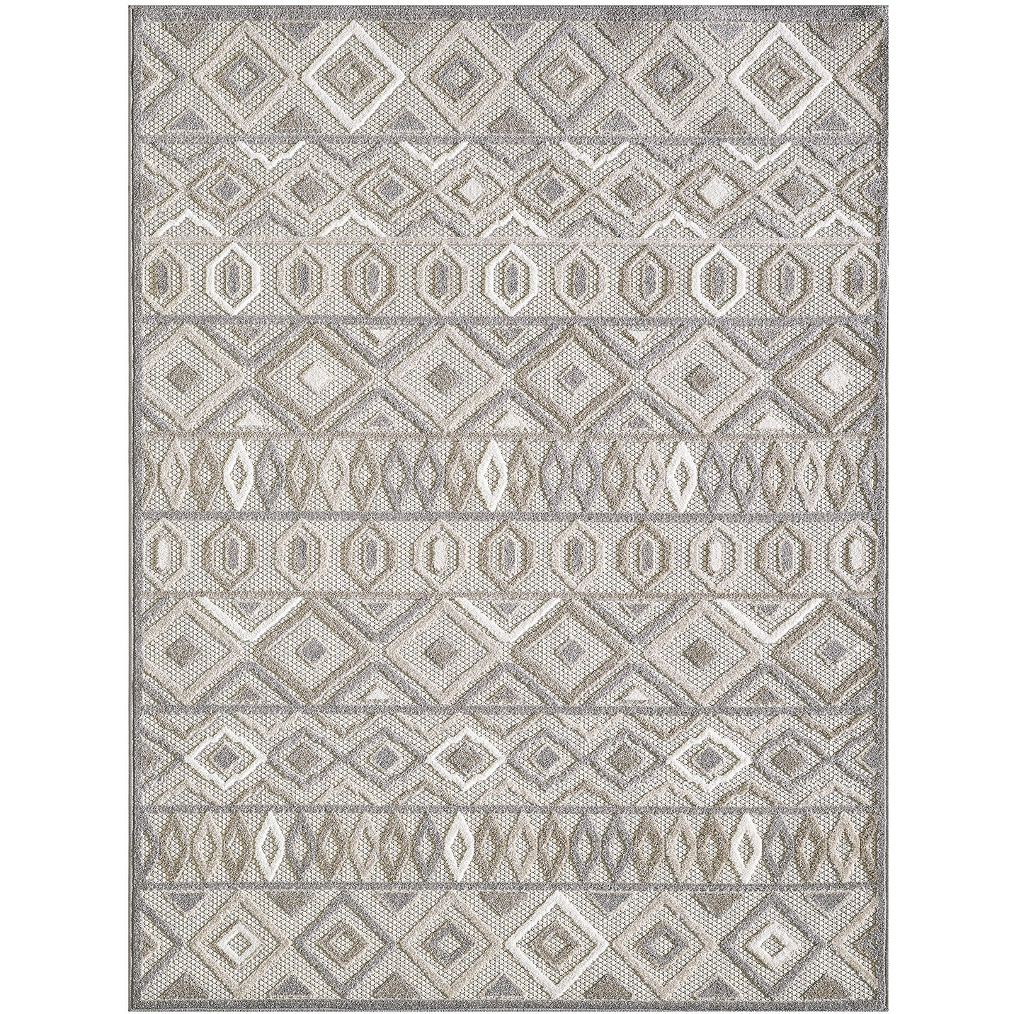 2 x 4 Gray Ivory Aztec Pattern Indoor Outdoor Area Rug