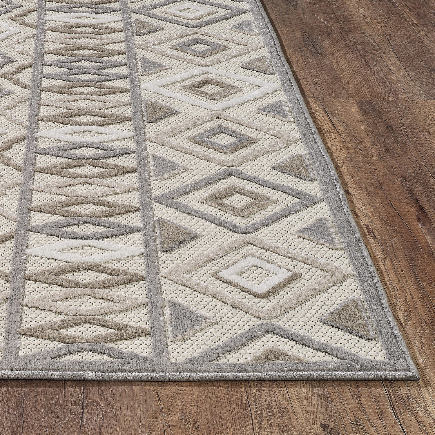 2 x 4 Gray Ivory Aztec Pattern Indoor Outdoor Area Rug
