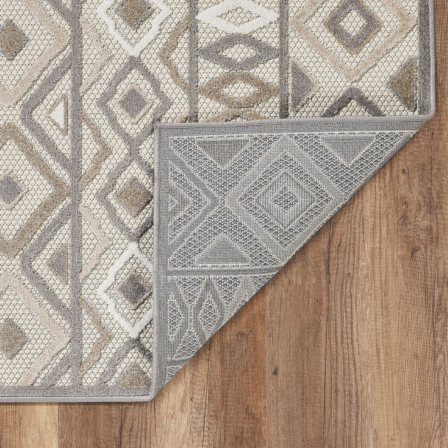 2 x 4 Gray Ivory Aztec Pattern Indoor Outdoor Area Rug