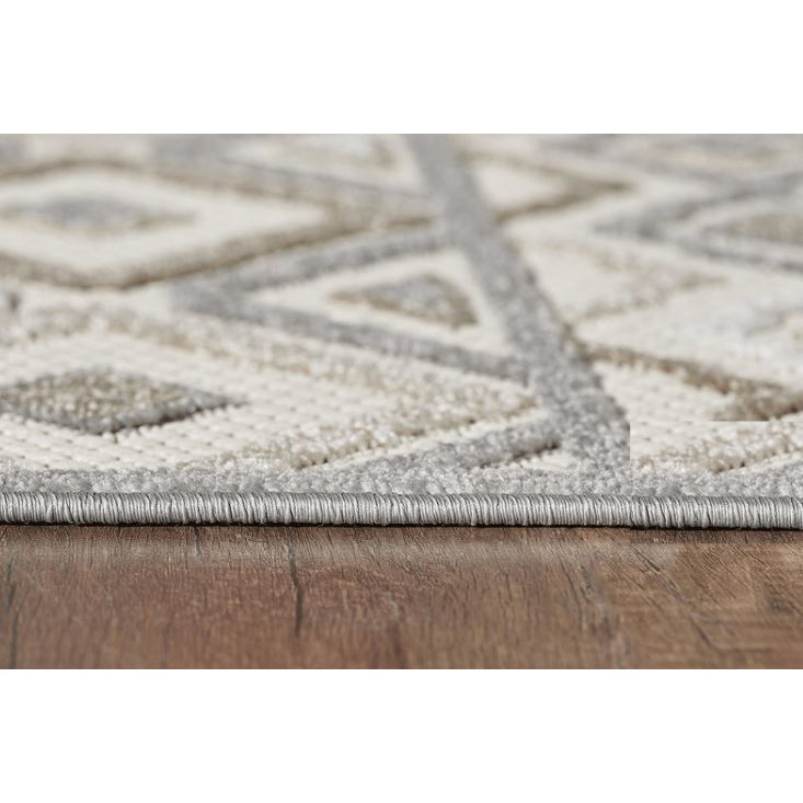 8 Round Gray Ivory Aztec Pattern Indoor Outdoor Area Rug