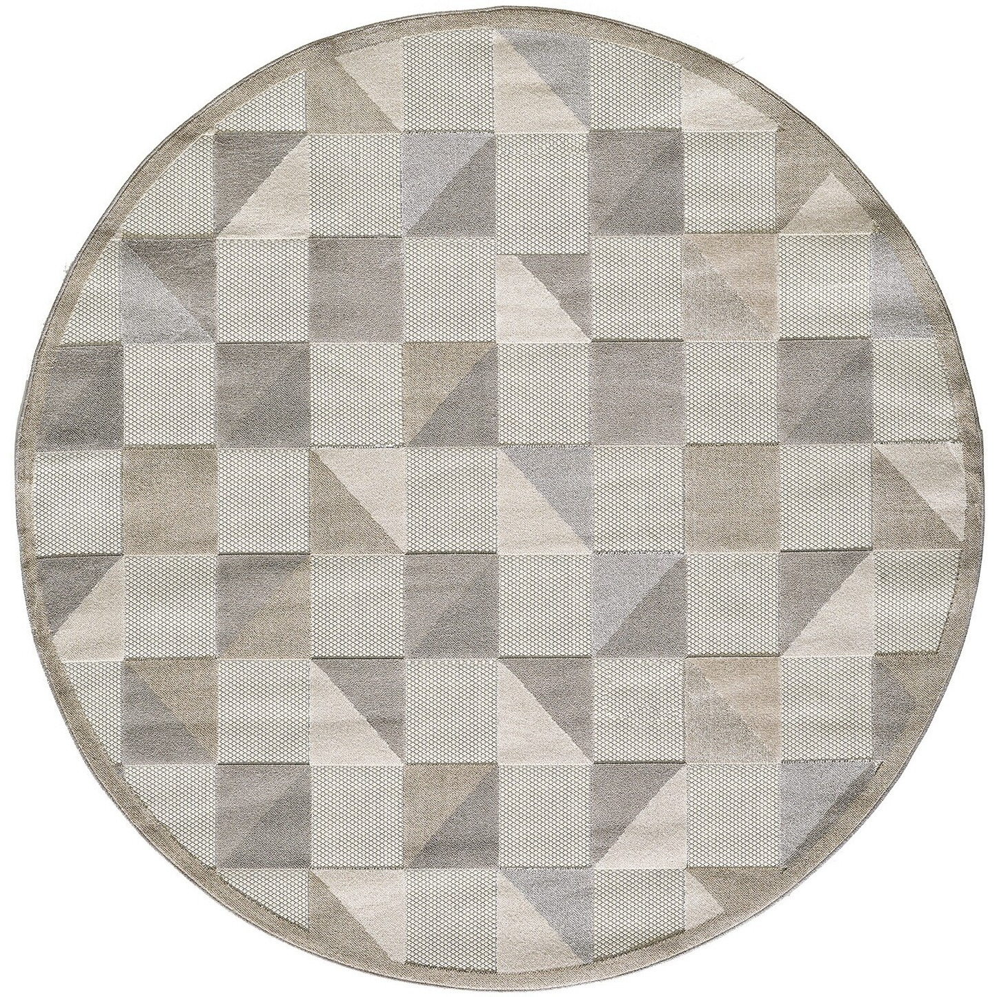 8 Round Gray Triangle Indoor Outdoor Area Rug