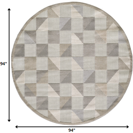 8 Round Gray Triangle Indoor Outdoor Area Rug