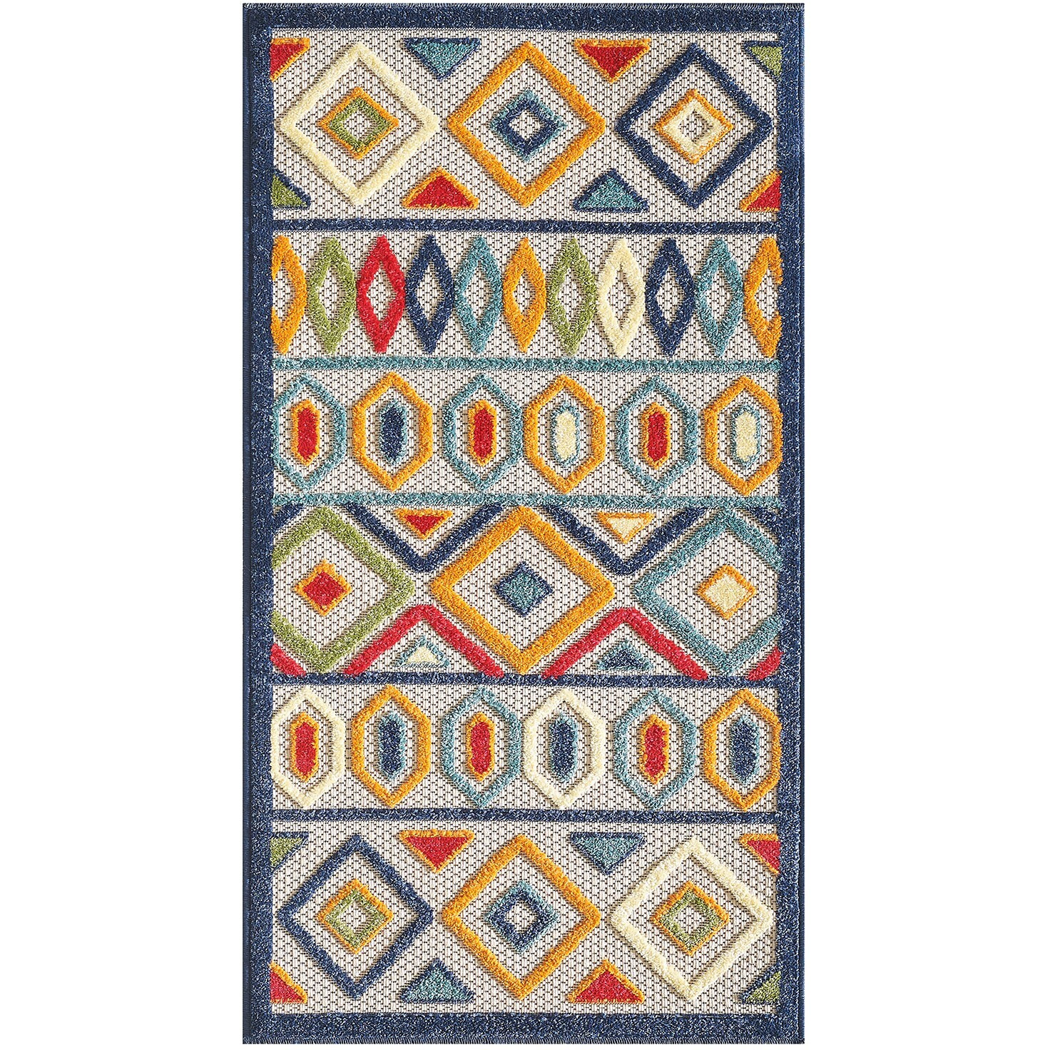 2 x 4 Multicolor Aztec Pattern Indoor Outdoor Area Rug