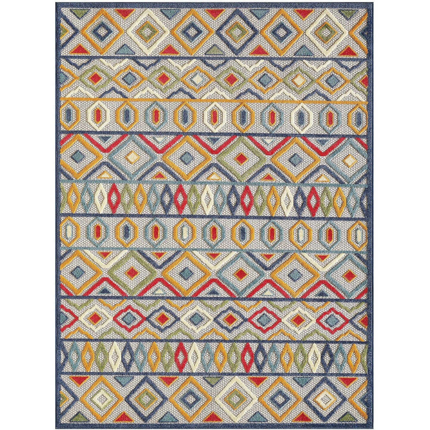 8 x 10 Multicolor Aztec Pattern Indoor Outdoor Area Rug
