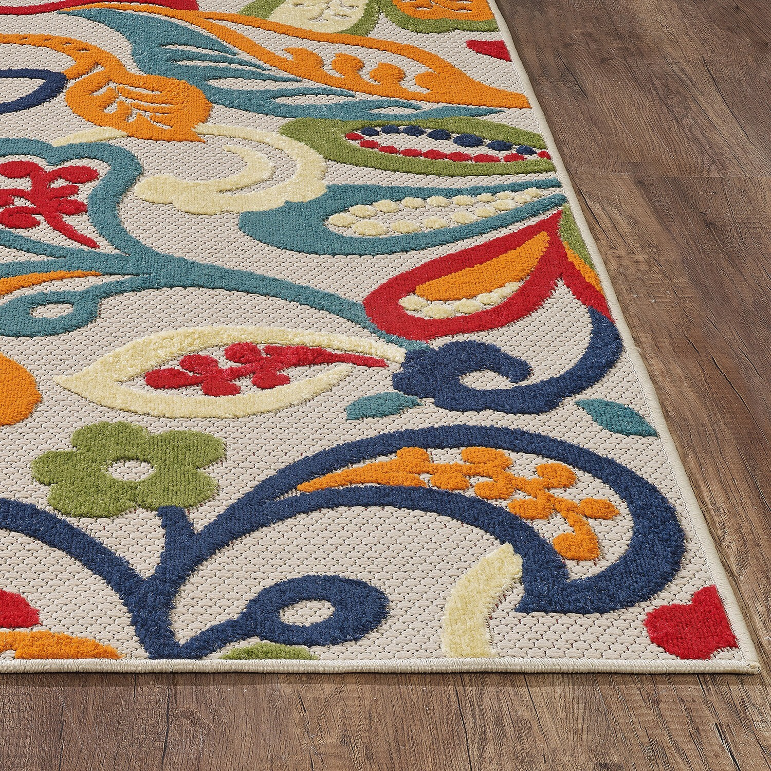 3 x 5 Multi Jacobean Floral Indoor Outdoor Area Rug