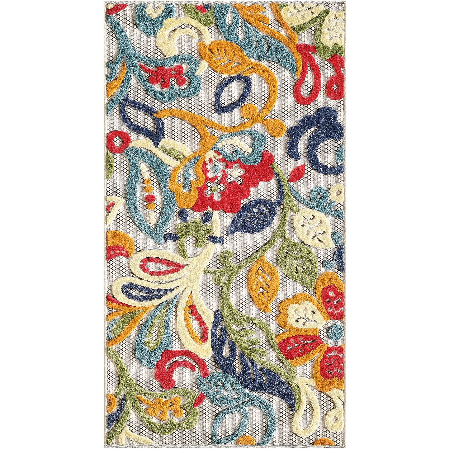 7 x 9 Multi Jacobean Floral Indoor Outdoor Area Rug