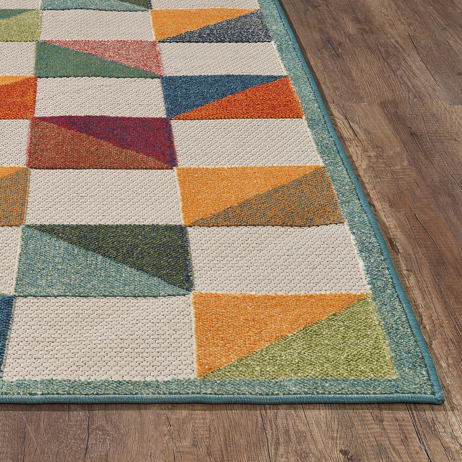 3 x 5 Orange Gray Triangle Indoor Outdoor Area Rug