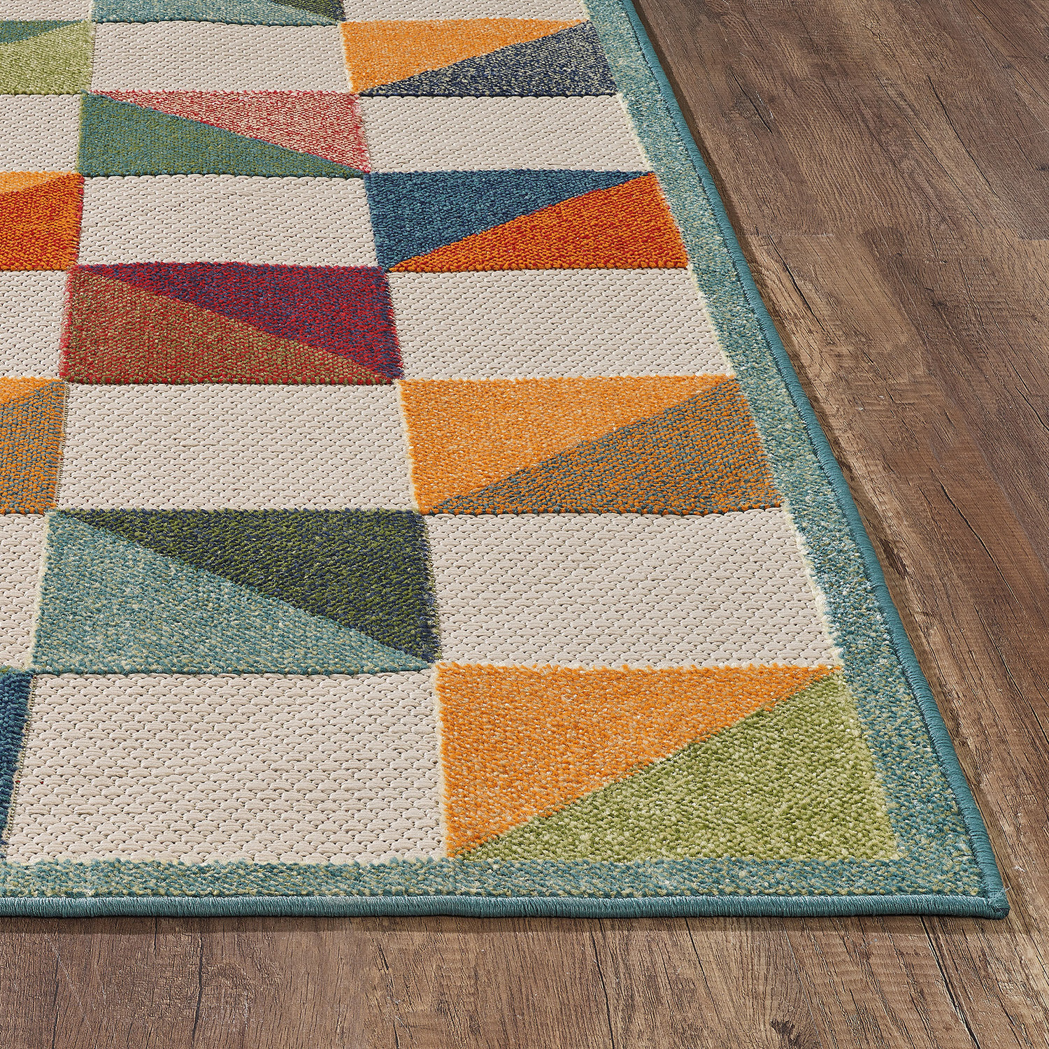 8 x 10 Orange Gray Triangle Indoor Outdoor Area Rug
