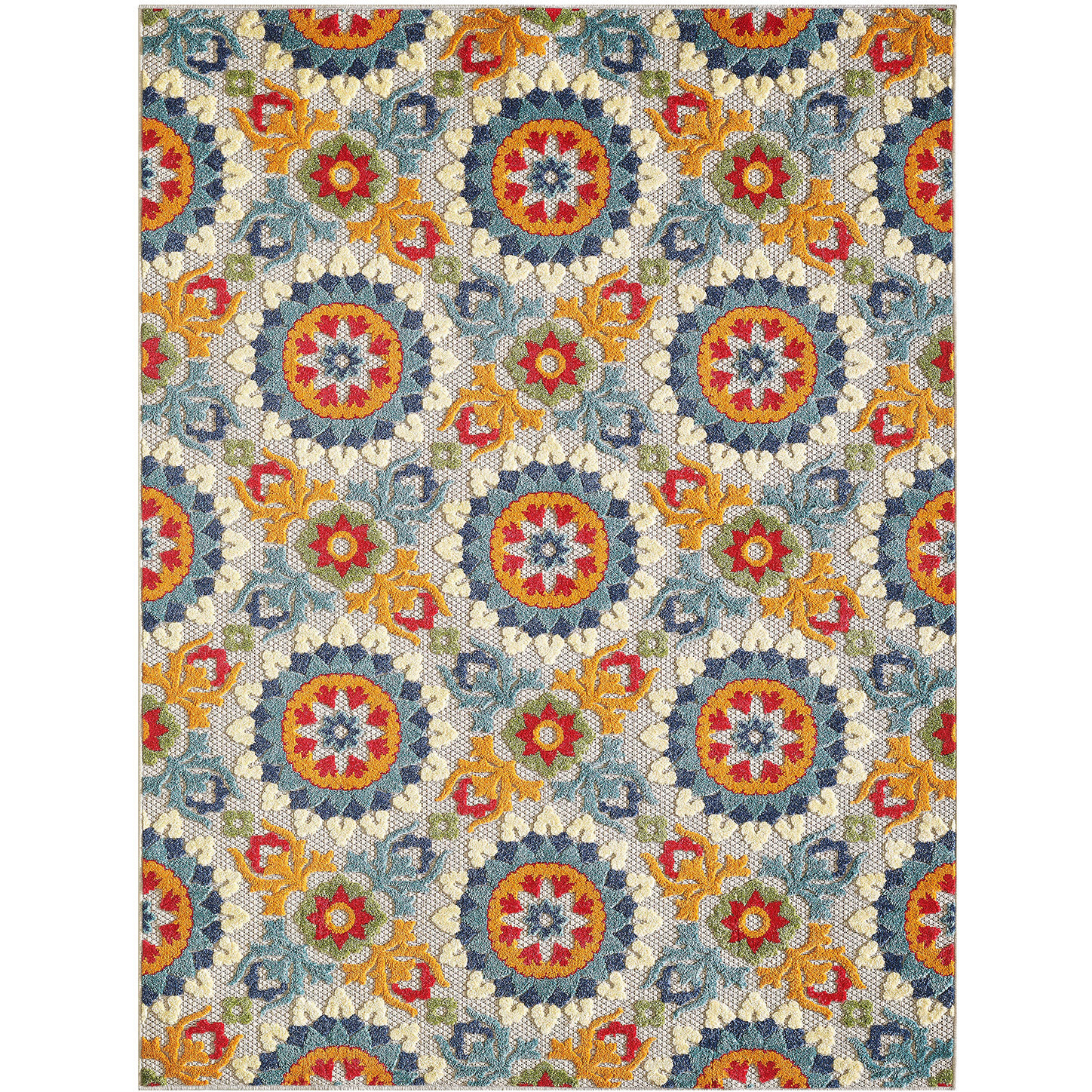 5 x 7 Orange Floral Lattice Indoor Outdoor Area Rug