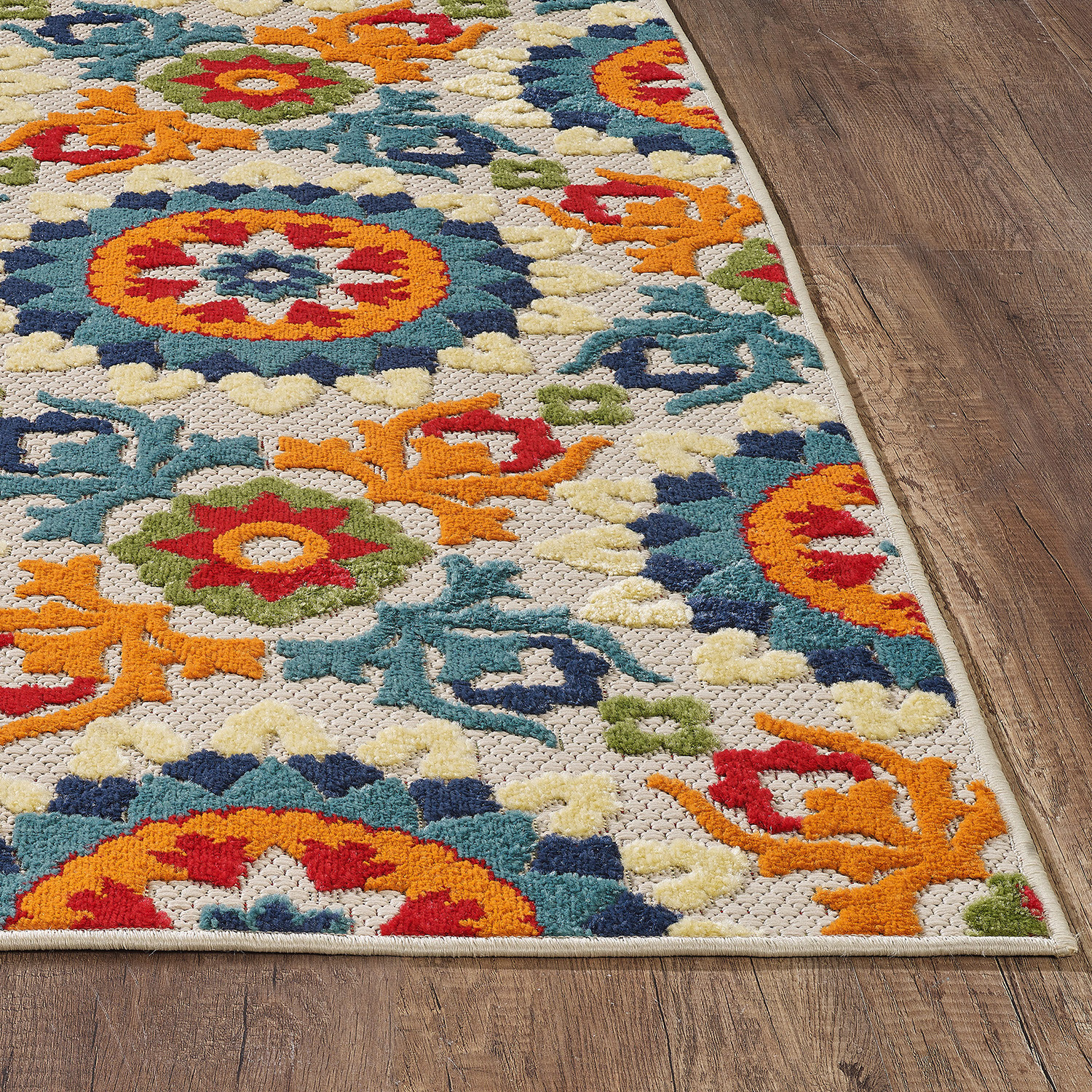 5 x 7 Orange Floral Lattice Indoor Outdoor Area Rug