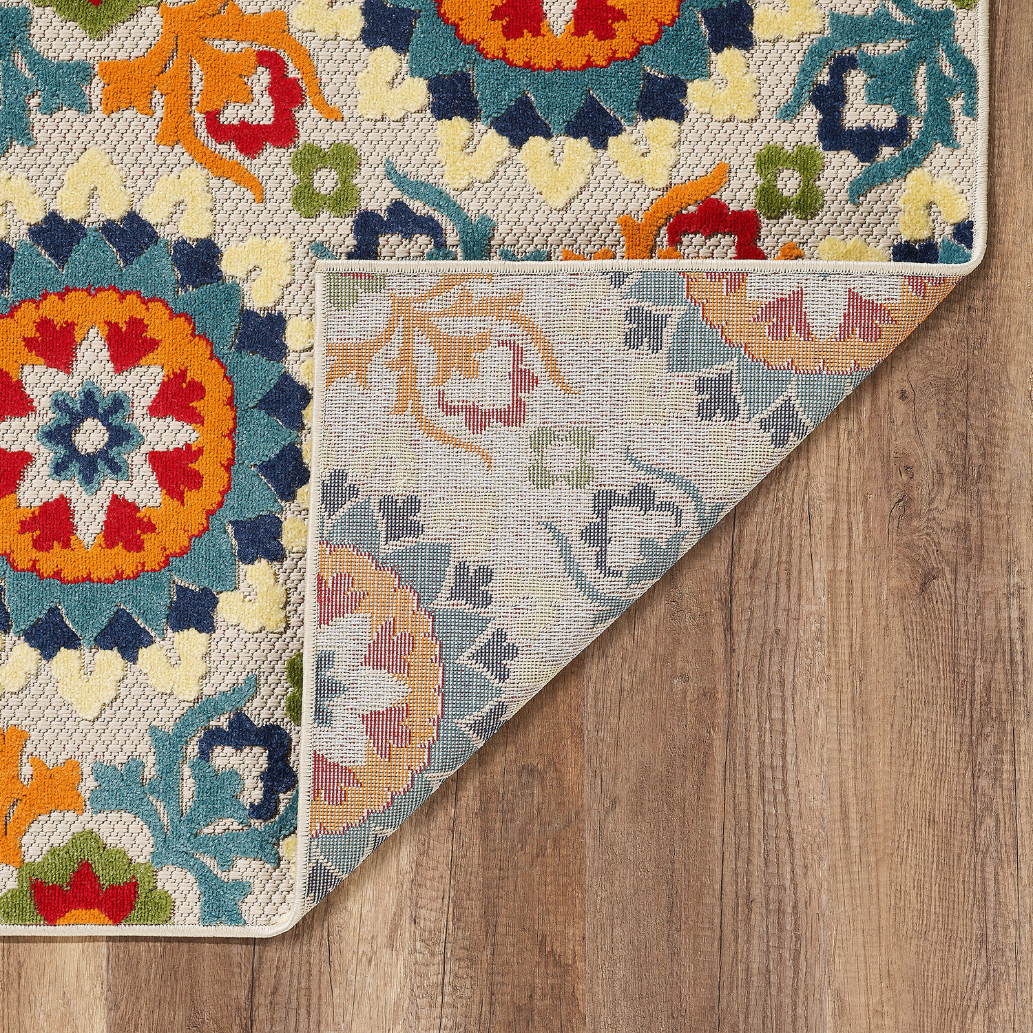 5 x 7 Orange Floral Lattice Indoor Outdoor Area Rug
