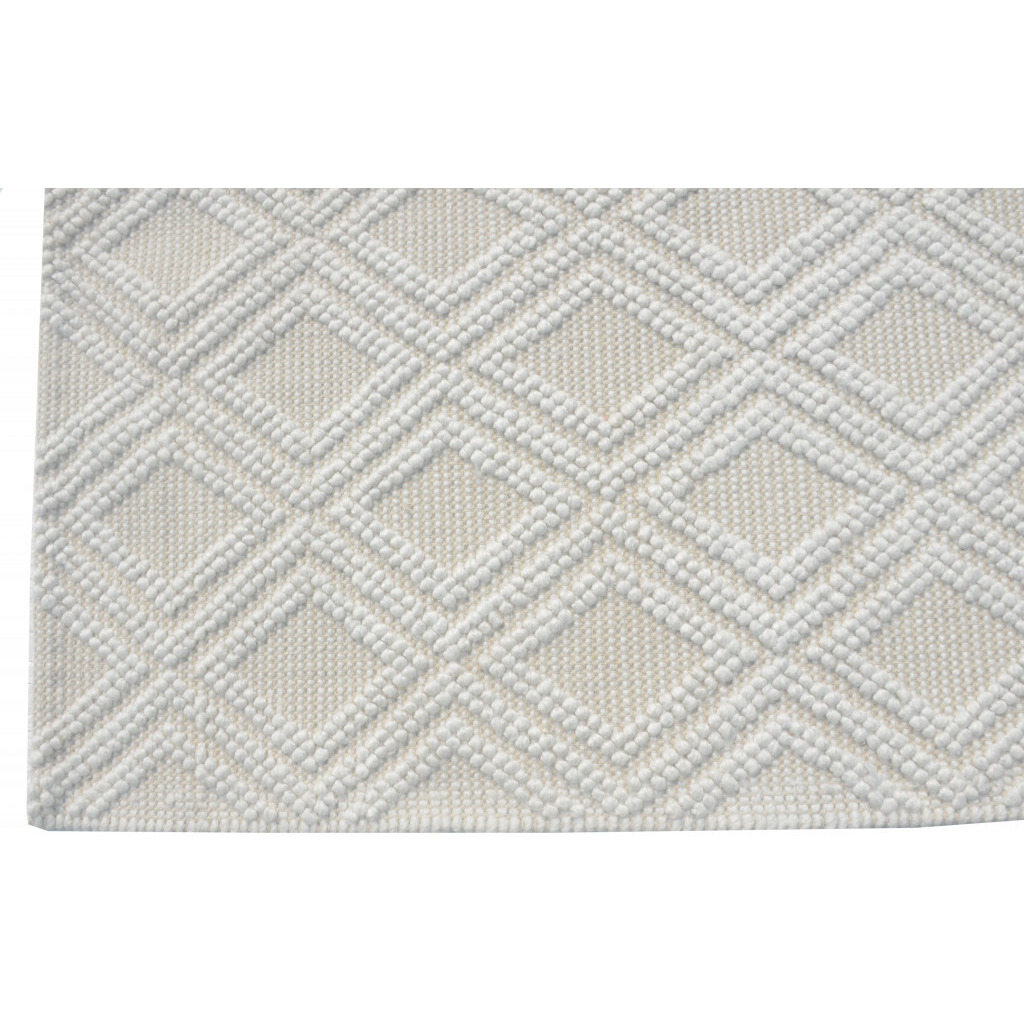 8 x 11 Ivory Diamond Lattice Modern Area Rug