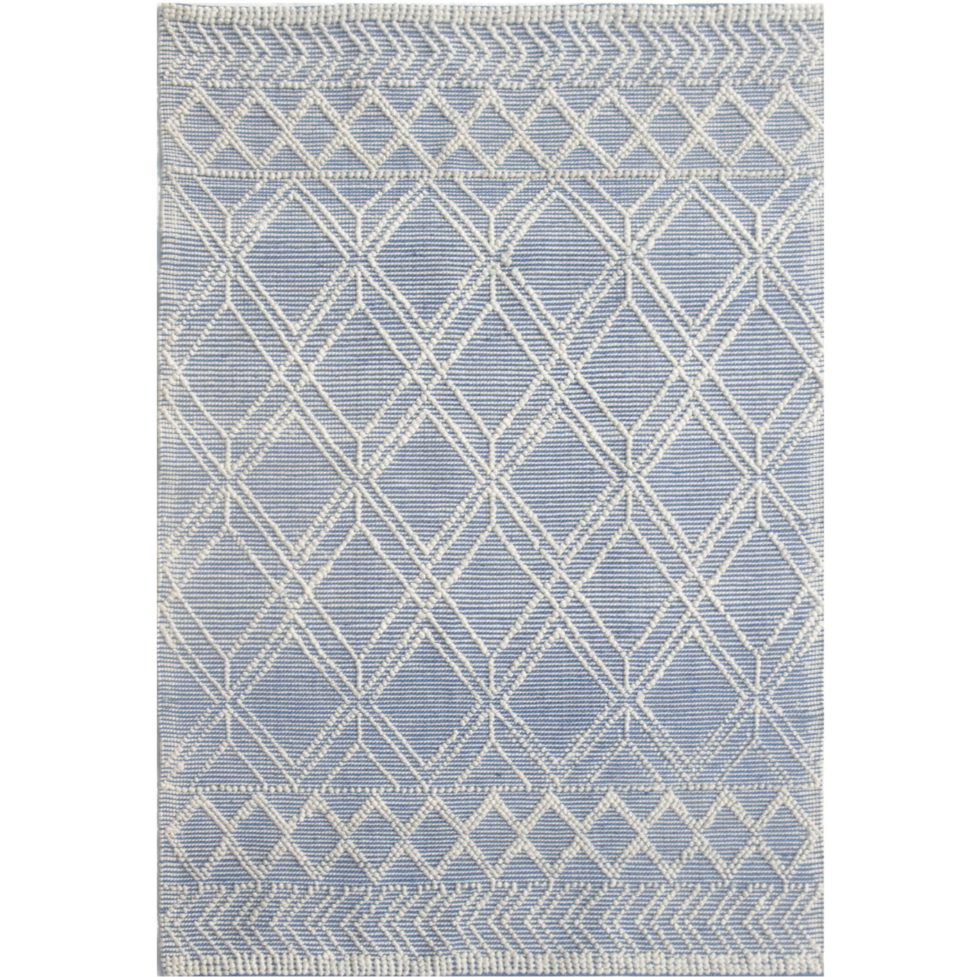 5 x 7 Blue Ivory Tribal Geometric Pattern Area Rug
