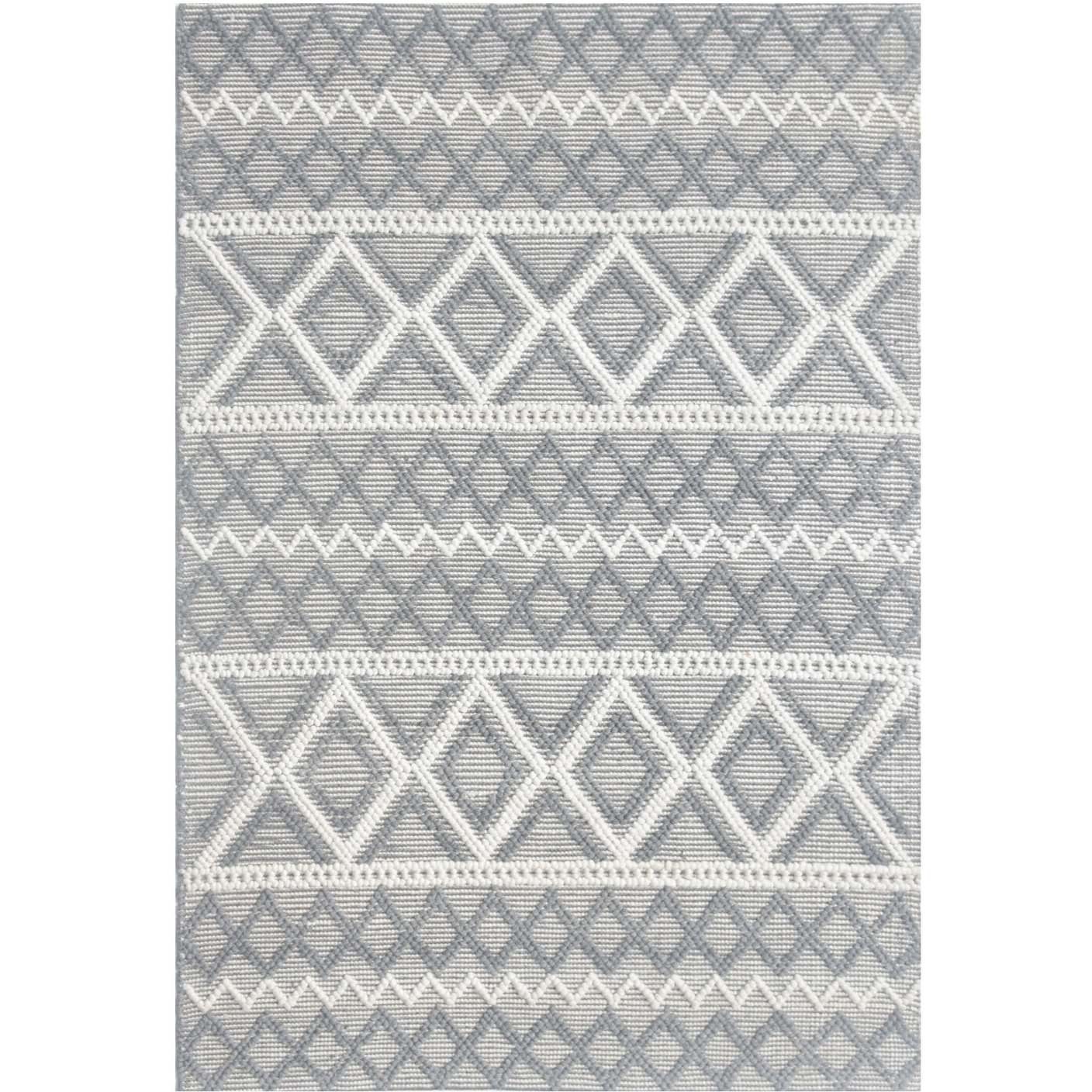 6 x 9 Gray Ivory Diamonds Boho Chic Area Rug