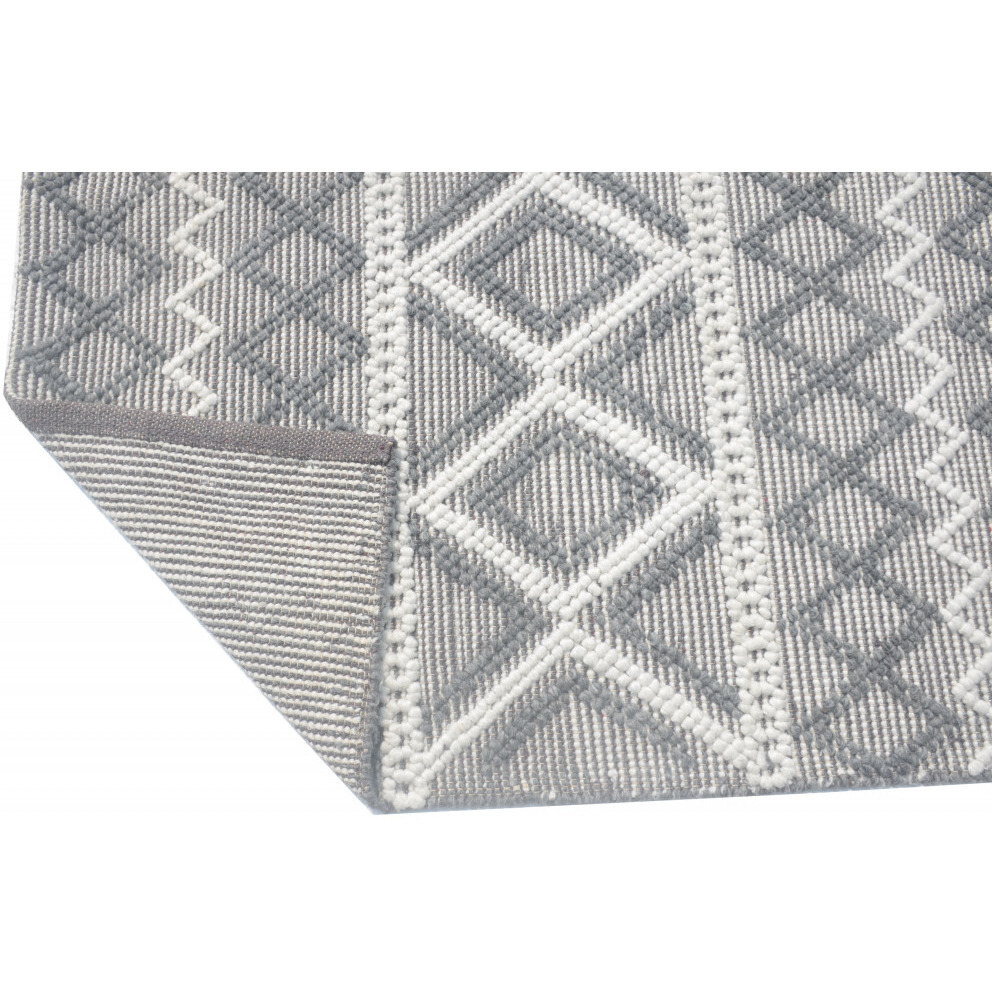 6 x 9 Gray Ivory Diamonds Boho Chic Area Rug