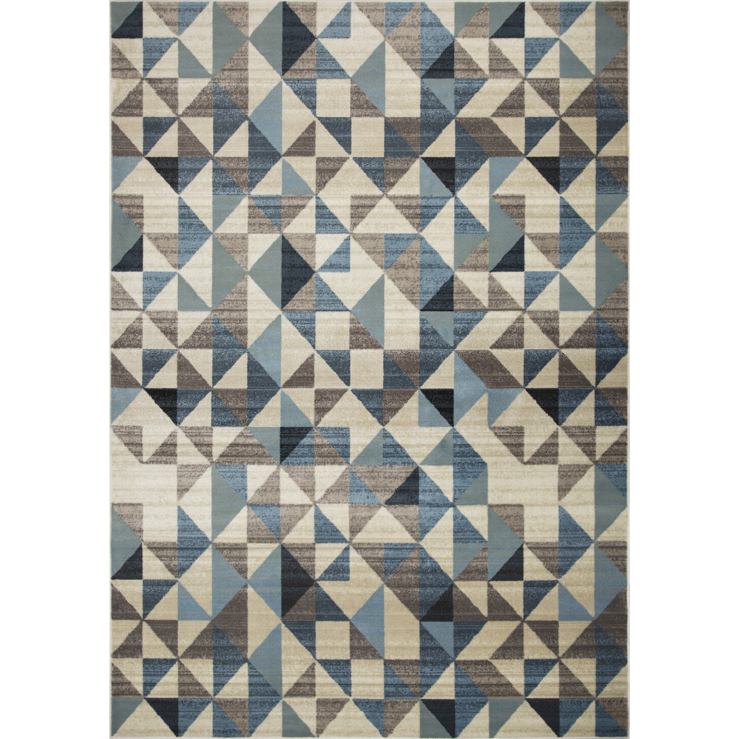3 x 5 Blue Beige Nested Diamonds Modern Area Rug