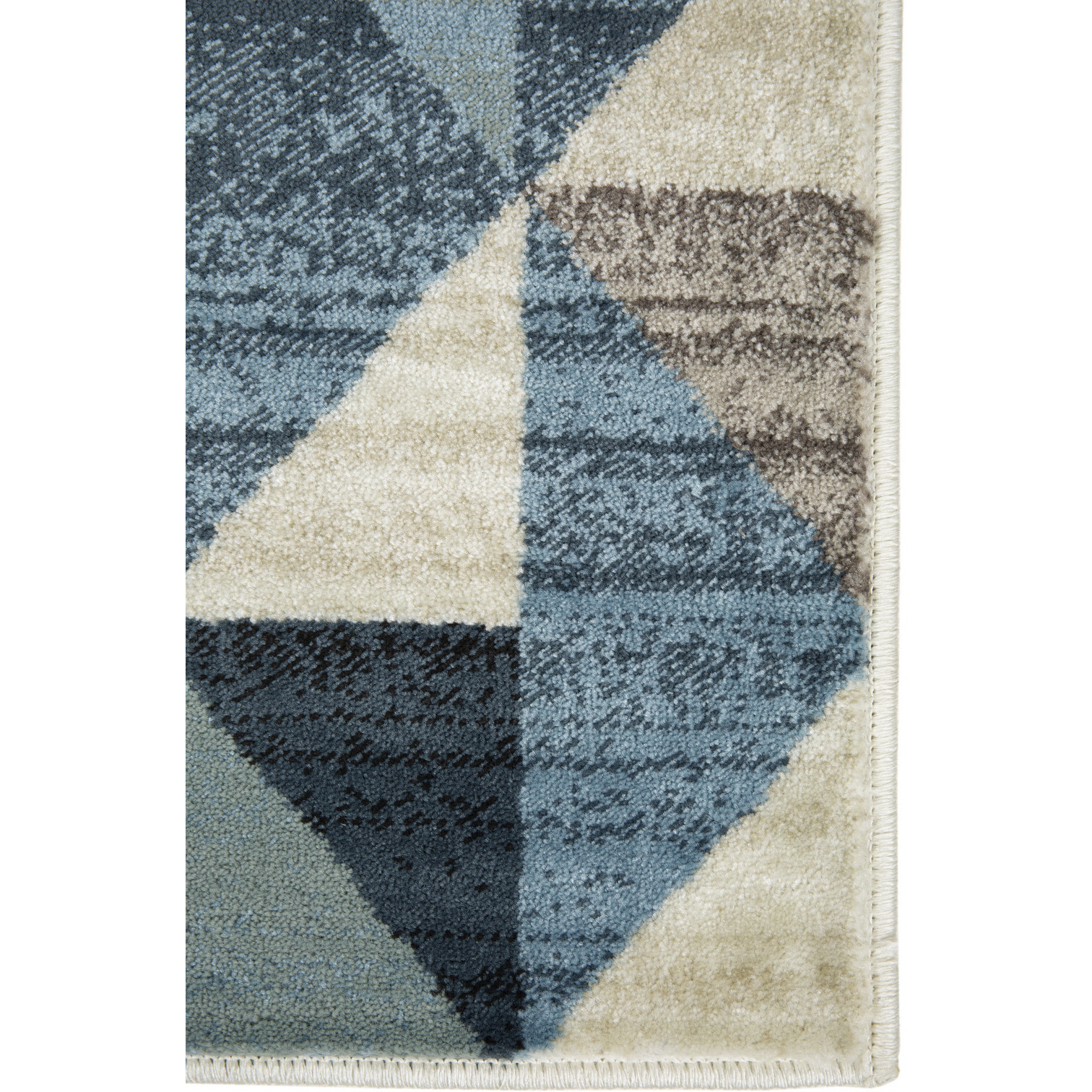 3 x 5 Blue Beige Nested Diamonds Modern Area Rug