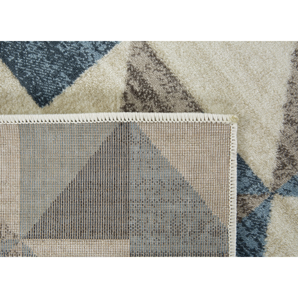 3 x 5 Blue Beige Nested Diamonds Modern Area Rug