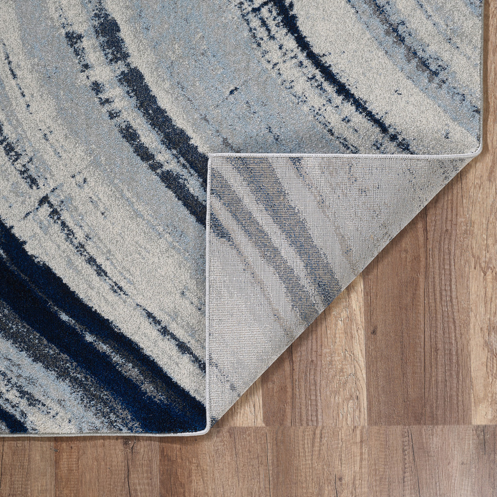 5 x 8 Navy Ivory Abstract Strokes Modern Area Rug