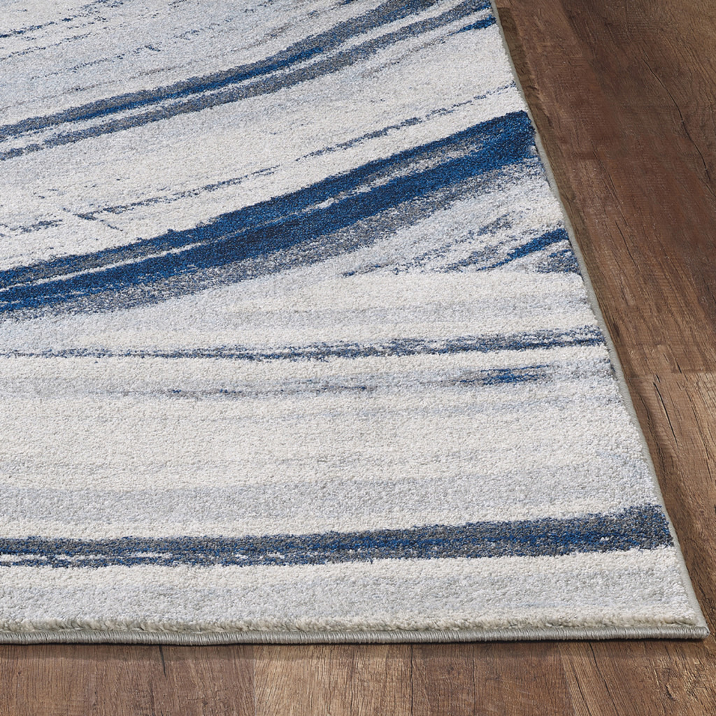 5 x 8 Navy Ivory Abstract Strokes Modern Area Rug