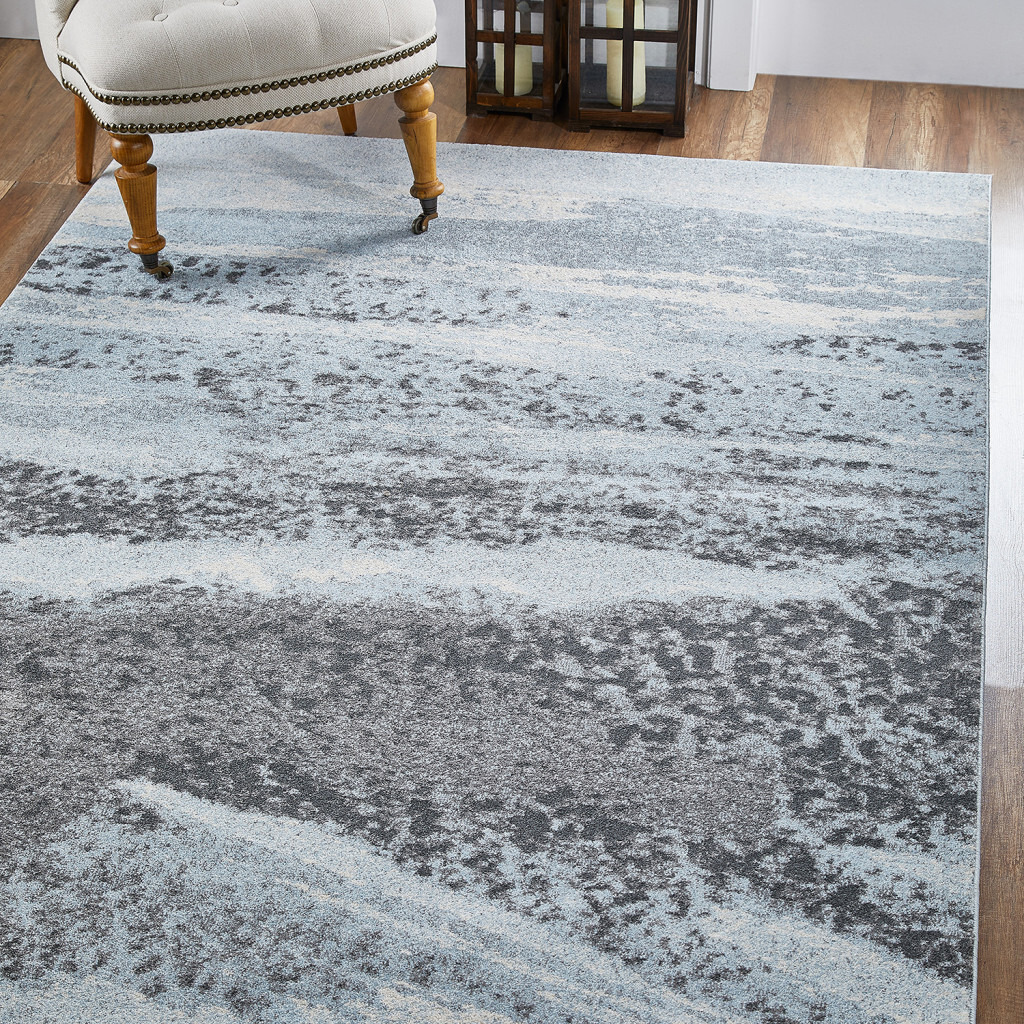7 x 10 Blue Gray Abstract Mist Modern Area Rug