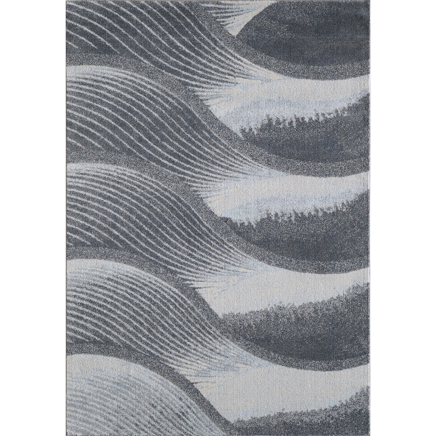 7 x 10 Gray Blue Abstract Waves Modern Area Rug